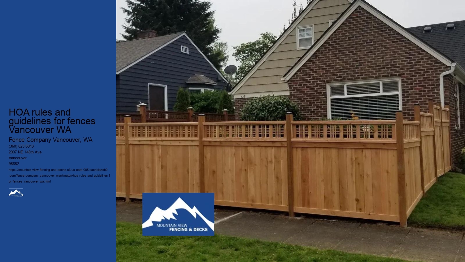 HOA rules and guidelines for fences Vancouver WA